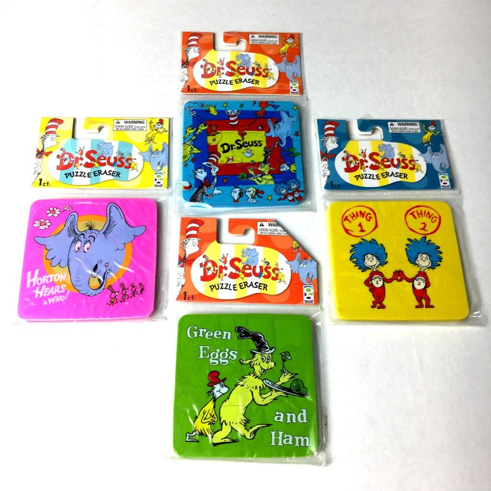 Dr. Seuss 6 pc Puzzle Eraser -  Bundle of 4 Pkg - (24 Pc. Total ) NWT NOS